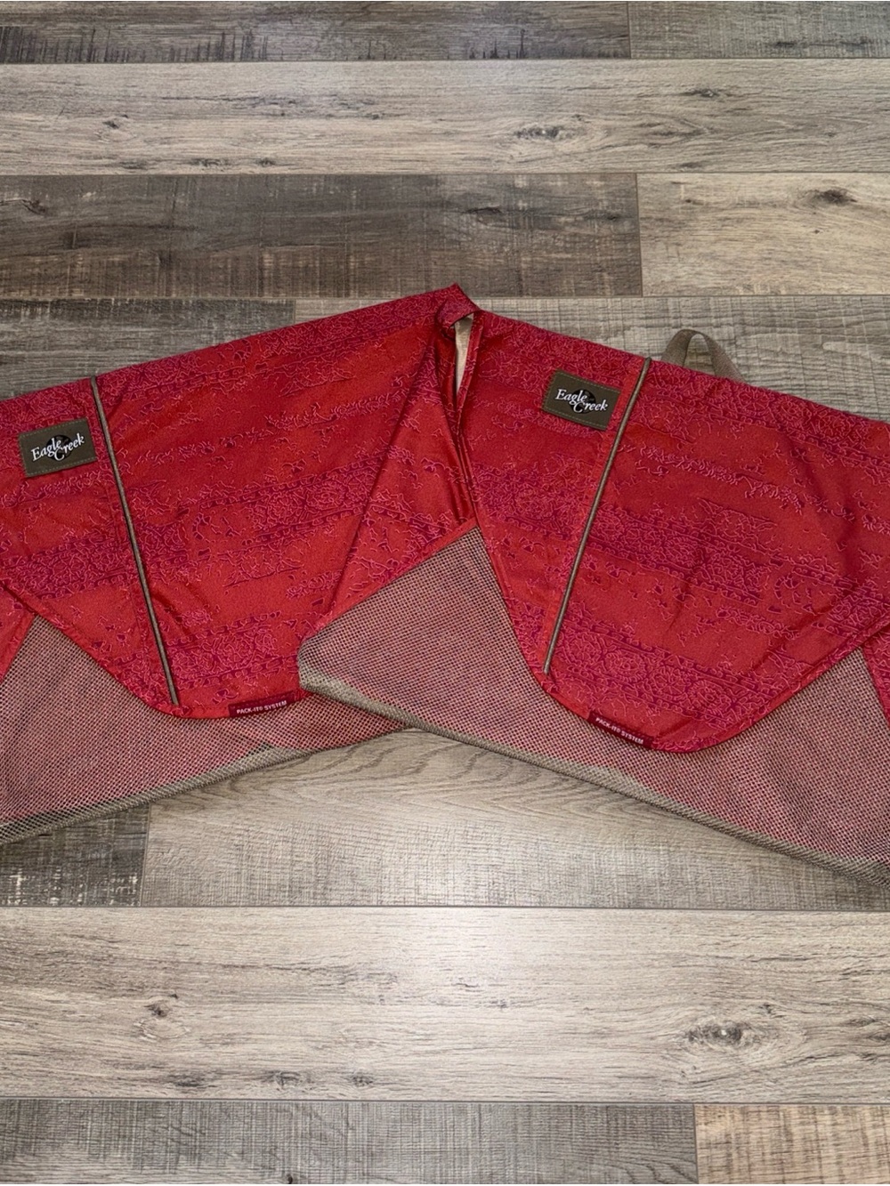 Eagle creek large burgundy and Red large Travel Pack cubes pair